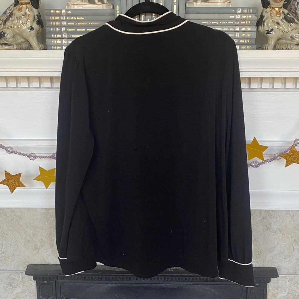 Adrianna Papell Black Blouse with White Accents - Picture 3 of 3